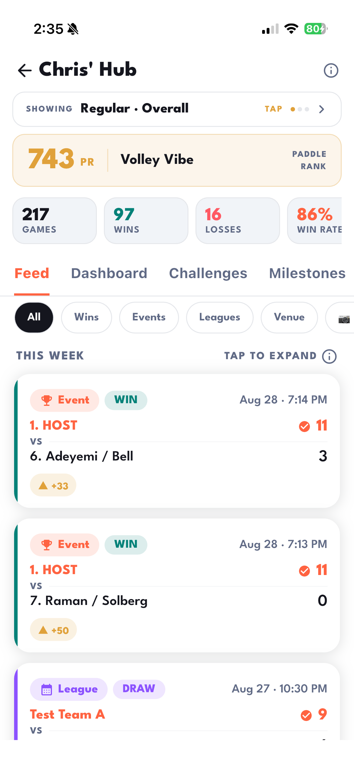 Player hub feed