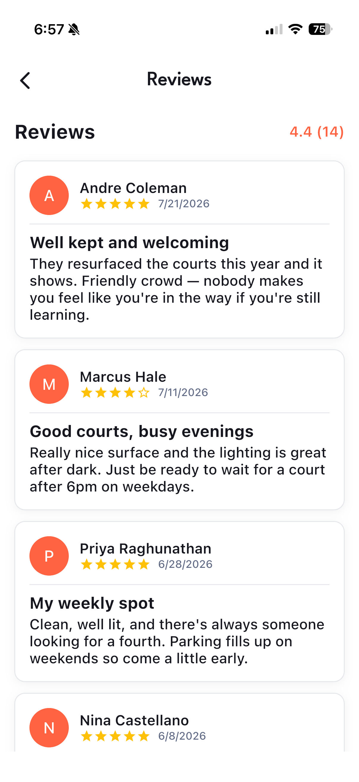 Venue reviews